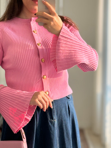 بلوز بافت آستین کلوش اسپانیایی دیلوین ترک