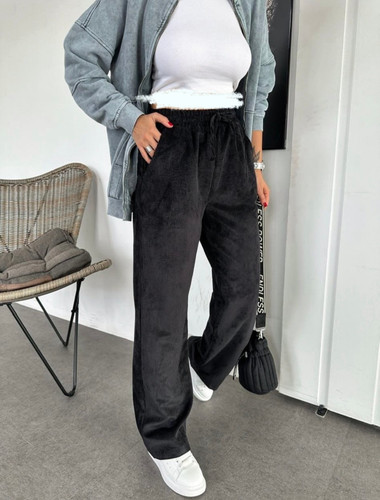 شلوار مخمل کبریتی زنانه کمرکش ترک